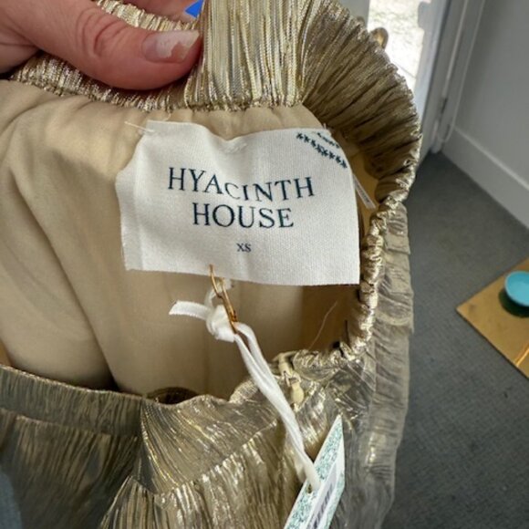 Hyacinth House Gold Metallic Plisse Gloria Maxi Skirt Women's XS - Picture 5 of 6